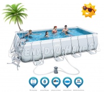 Basen prostokątny stelażowy 488 x 274 x 122 cm 6w1 Bestway 56481