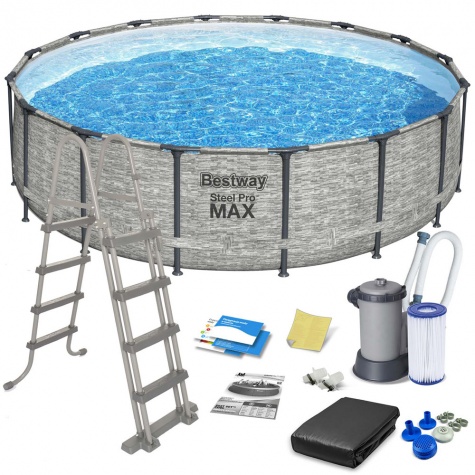 Basen ogrodowy stelażowy 549 x 122 cm 11w1 Bestway 5618Y szary