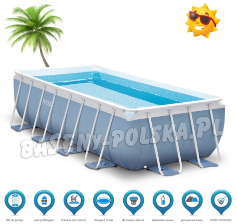 Basen ogrodowy stelażowy PRISM 400 x 200 x 100 cm 9w1 INTEX