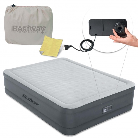 Materac welurowy Bestway 69075 dwuosobowy z pompką 203 x 152 x 46 cm