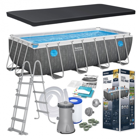 Prostokątny basen stelażowy 488 x 244 x 122 cm 10w1 antracyt Bestway 561MB