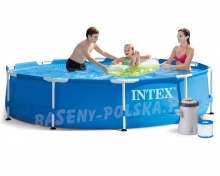 Basen ogrodowy Intex 28202 na stelażu 305 x 76 cm 16w1 okrągły niebieski