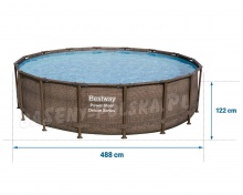 Basen ogrodowy stelażowy 17w1 Rattan Deluxe 488 x 122 Bestway 56666