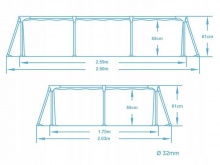 Basen ogrodowy stelażowy 259 x 170 x 61 cm 15w1 Bestway 56403N