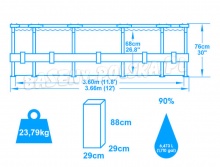 Basen ogrodowy stelażowy 366 x 76 cm Bestway 56706 okrągły