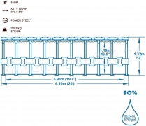 Basen ogrodowy stelażowy 610 x 132 cm 12w1 Bestway 56883 kamień