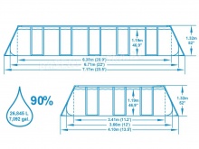 Basen ogrodowy stelażowy 671 x 366 x 132 cm 12w1 Bestway 56470
