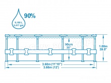 Basen ogrodowy Bestway 56709 stelażowy Steel Pro 366 x 100 cm 10w1