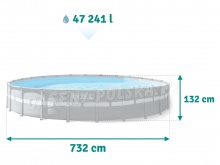 Basen ogrodowy stelażowy Ultra XTR Frame 732 x 132 cm 17w1 INTEX 26340