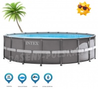 Basen ogrodowy stelażowy szary 549 x 132 cm 5w1 INTEX 26332