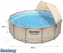 Basen ogrodowy z daszkiem stelażowy 396 x 107 cm Bestway 5614V rattan