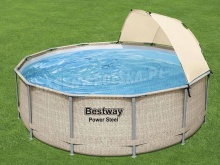 Basen ogrodowy z daszkiem stelażowy 396 x 107 cm Bestway 5614V rattan