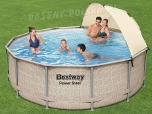 Basen ogrodowy z daszkiem stelażowy 396 x 107 cm Bestway 5614V rattan