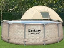 Basen ogrodowy z daszkiem stelażowy 396 x 107 cm Bestway 5614V rattan