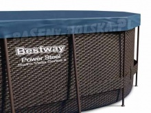 Basen ogrodowy z oknami owalny 56946 Rattan 488 x 305 x 107cm 18w1 Bestway