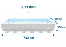 Basen prostokątny 17w1 Ultra XTR Frame 732 x 366 x 132 INTEX 26364