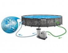 Basen stelażowy 549 x 122 cm 12w1 Intex 26744 grafitowy z pompą filtrem