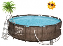 Basen stelażowy Steel Pro 366 x 100 cm rattan 18w1 Bestway 56709