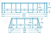 Basen stelażowy z okienkami 427 x 250 x 100cm szary Bestway 56714N owalny