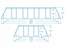 Prostokątny basen ogrodowy antracyt 549 x 274 x 122 cm 12w1 Bestway 56998