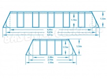 Prostokątny basen ogrodowy stelażowy 640 x 274 x 132 cm 5611Z Bestway 18w1