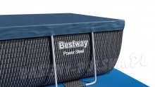 Prostokątny basen stelażowy 488 x 244 x 122 cm rattan antracyt Bestway 56996 18w1