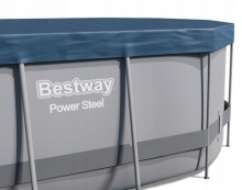 Szary basen ogrodowy owalny 56448 stelażowy 488 x 305 x 107 Bestway 12w1