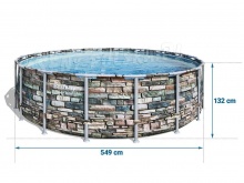 Wysoki basen stelażowy 549 x 132 cm Bestway 56886 zestaw 11w1 kamień