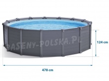 Zabudowany basen ogrodowy Graphite Gray Panel 478 x 124 cm INTEX 26384